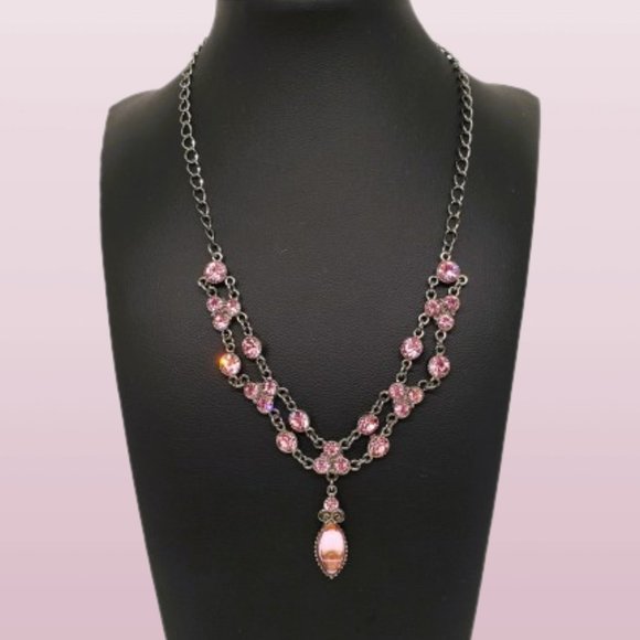 Beautiful Sparkling Pink Beaded Y Drop Necklace - Picture 1 of 10